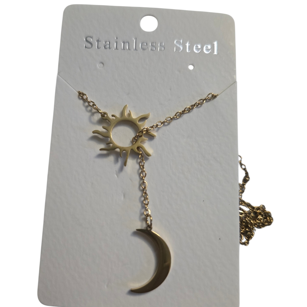 Gold Sun and Moon Necklace